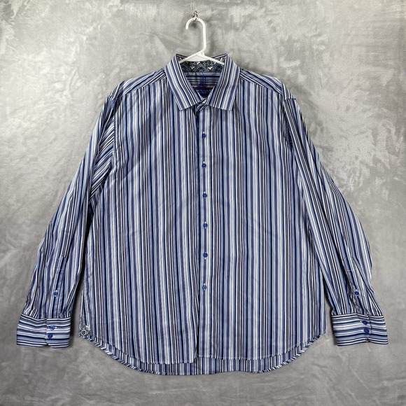 Robert Graham Other - Robert Graham Shirt men's 3XL Button Up Striped Long Sleeve Designer Blue Casual